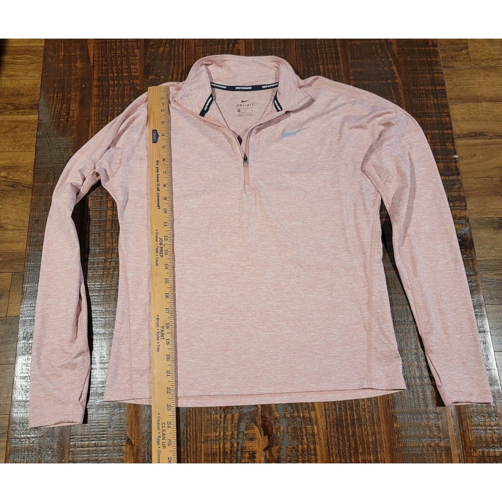 Nike Dri-FIT Running Pullover Top Heathered Pink Long Sleeve Quarter‎ Zip Size S